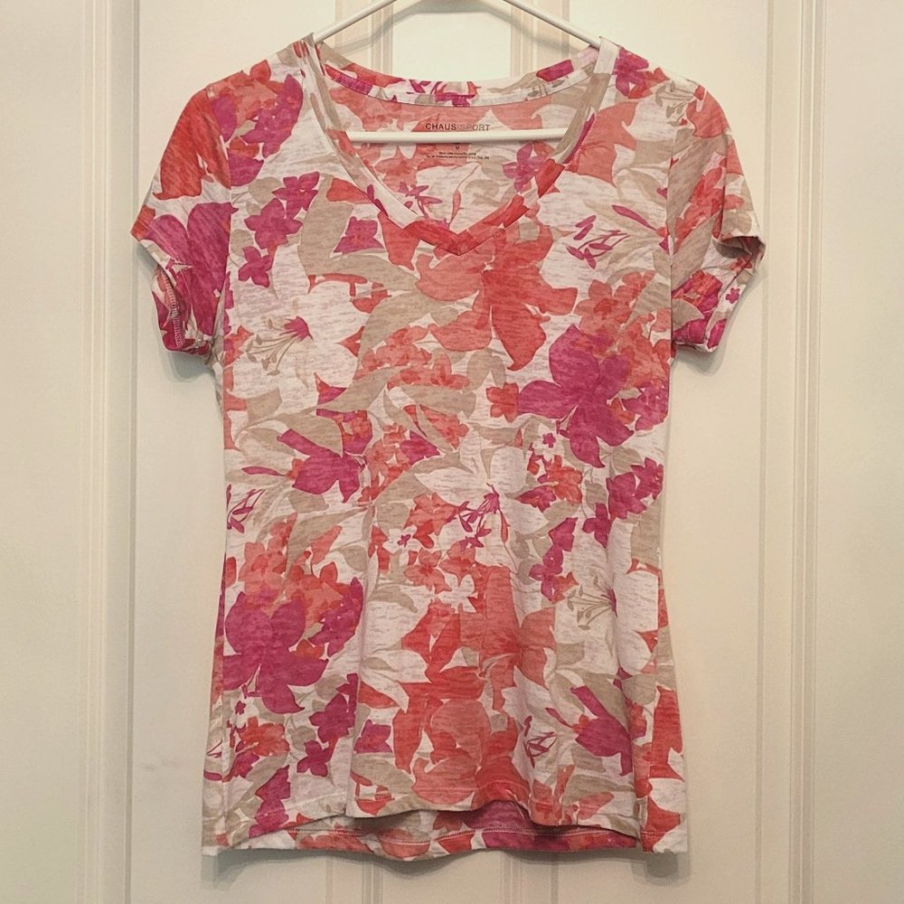 Chaus Sport Pink Floral Short SleeveT-shirt